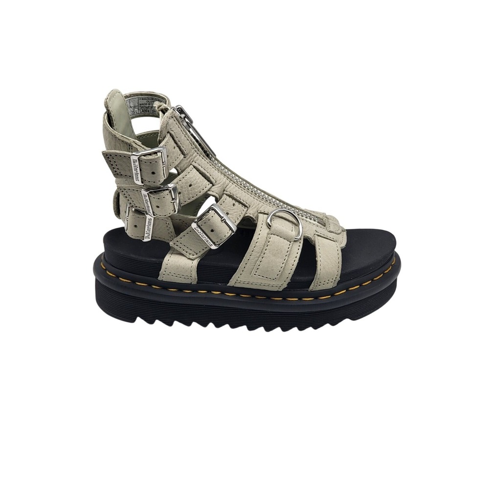 Dr Martens Olson Zebrilus Women 5 Gray Zip Gladiator Platform Sandals‎
